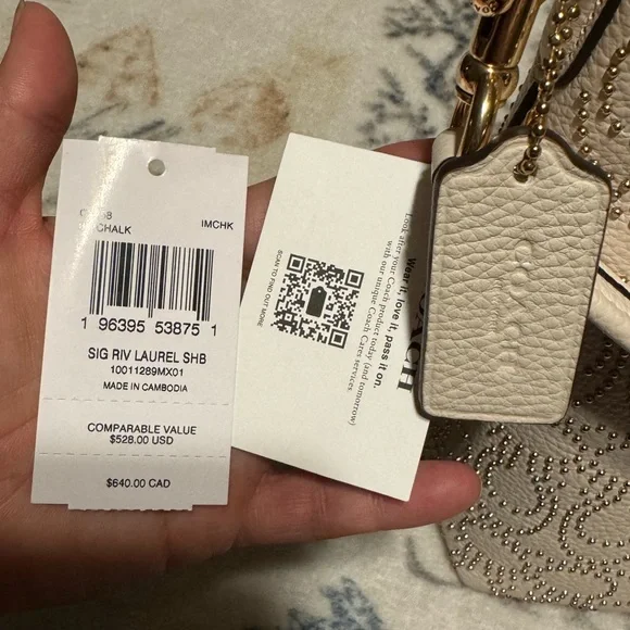 Coach Laurel with Signature Rivets in Chalk/Gold - Picture 10 of 11